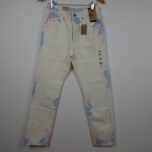 Levi's 501 Jeans Women's Size 26x30 White Tie Dye Denim Button Fly